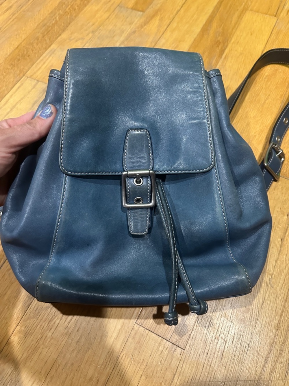 Coach Navy Leather Backpack - Picture 14 of 14
